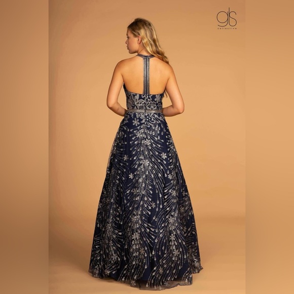 Elizabeth K by GLS Formal Navy Blue Full Length Gown Size Medium Holiday Party - Picture 4 of 13